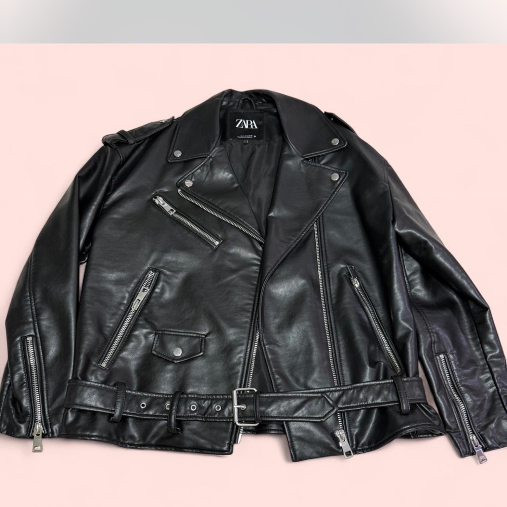 Zara Black Leather Moto Jacket